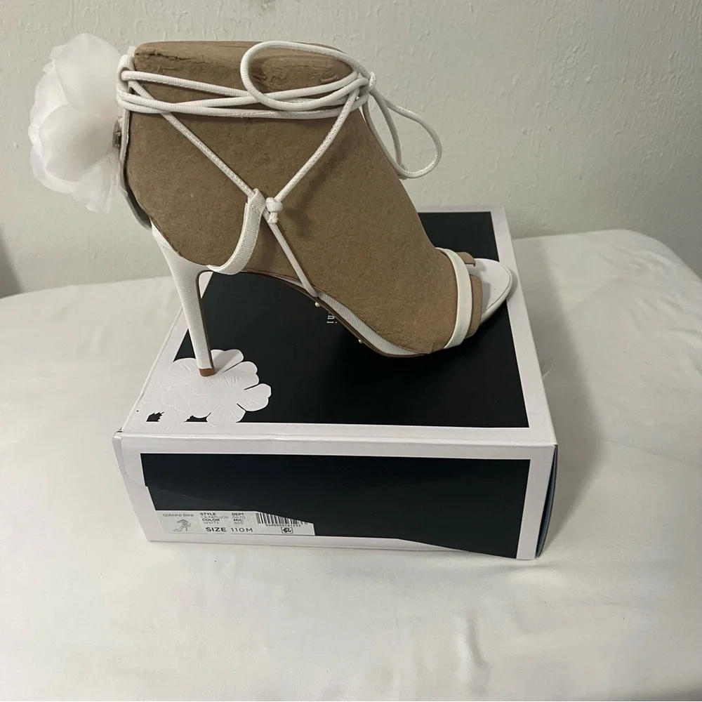Gianni Bini X Caelynn Bell Fabric Flowr Ankle Wrap Strappy Stiletto Heels Sz 11M